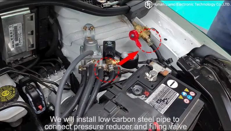 Derniers cas d'entreprise concernant 3-4 installez le tuyau d'acier à faible teneur en carbone pour relier le réducteur de pression et la soupape de remplissage